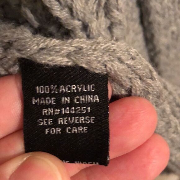 moon & madison M Gray Chunky Cable Knit Open Front Cardigan w Pockets - Picture 9 of 12